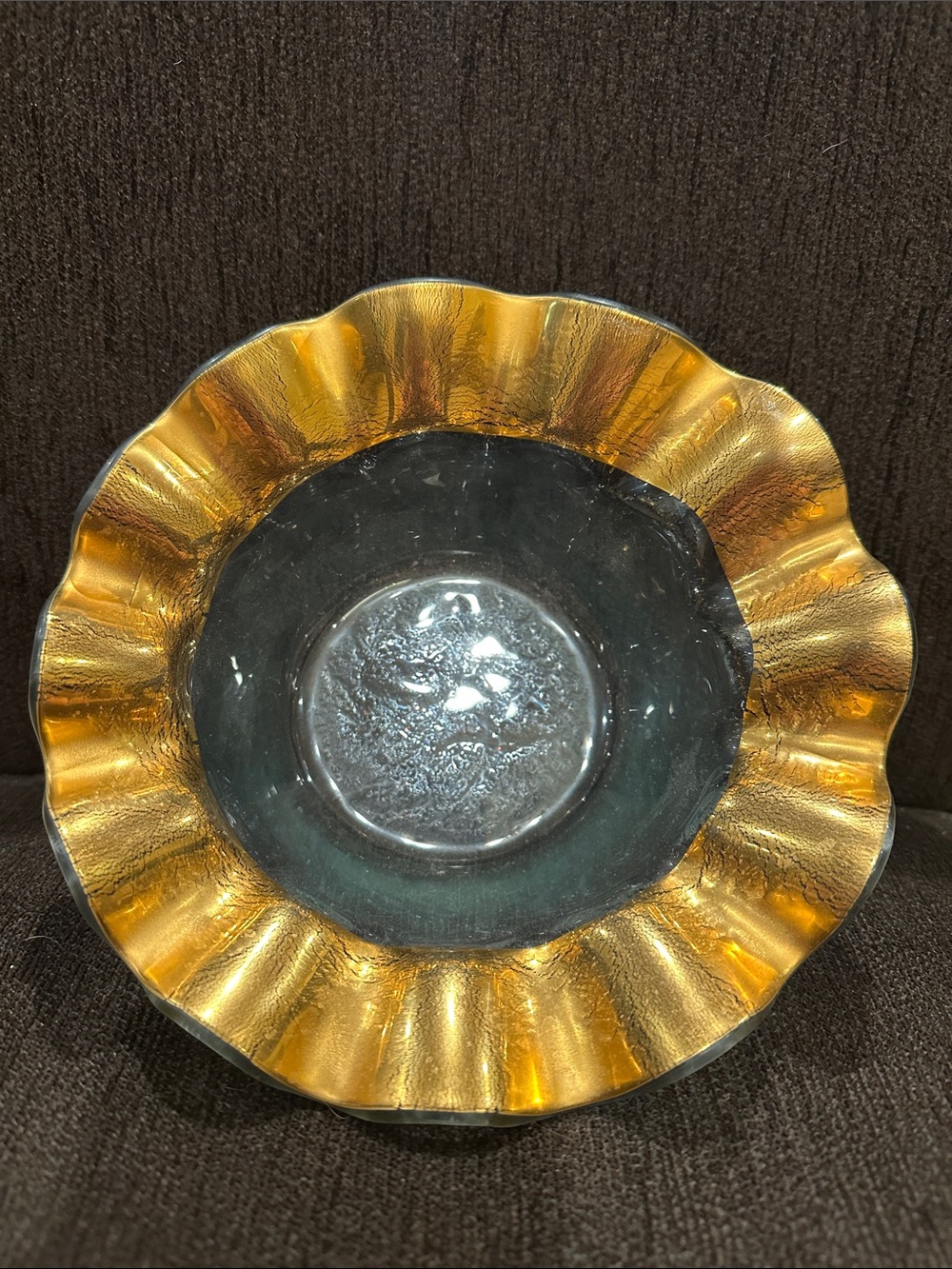 Annie Glass Decorative Gold-Rim Glass Bowl - Home Art
